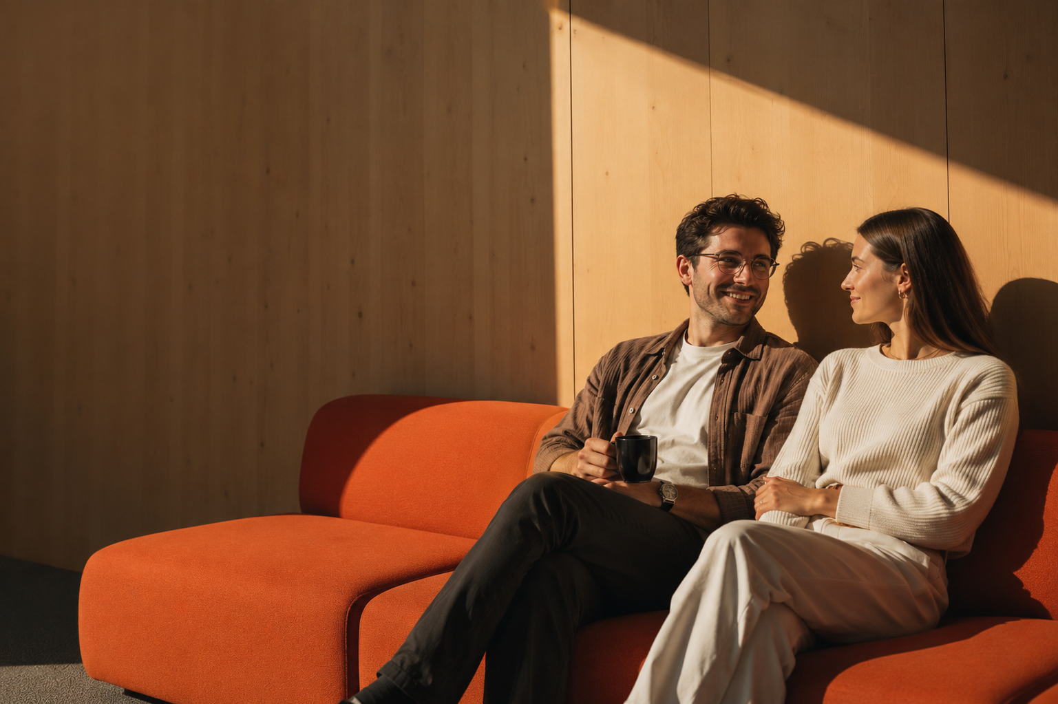 Professionals collaborating in a sunlit studio